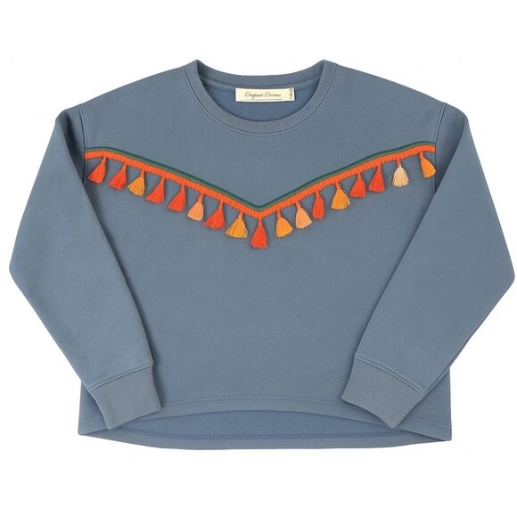 Sugar Dust Sweatshirt XS Cornflower Blue Tassel Fringe Boho Pullover Los Angeles - Picture 1 of 7